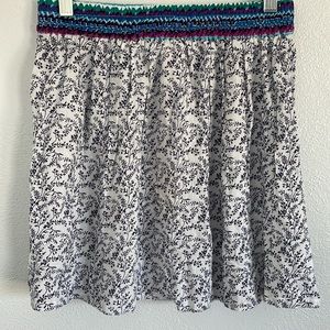 Raga‎ Boho Smocked Waist Pull On Blue Printed Mini Skirt NWT Size Small